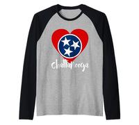 I Love Chattanooga TN State Drapeau en Forme de cœur Manche Raglan