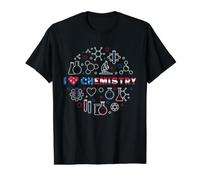 I Love Chemistry Drapeau américain pour chimiste ou Enseignant T-Shirt Graphique avec Valeur, Homme, Noir, S