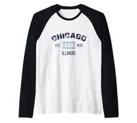 I Love Chicago, Chicago Graphic Design Tee, Chicago City Manche Raglan