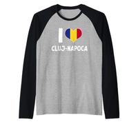 I Love Cluj-Napoca Drapeau Roumanie Cœur Manche Raglan