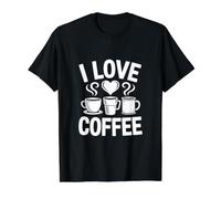 I Love Coffee Steamy Cups Cœur Java Addict T-Shirt Graphique avec Valeur, Homme, Noir, XL