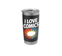 I Love Comics Bande dessinée Speech Bubble Gobelet isotherme en acier inoxydable double paroi