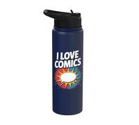 I Love Comics Bande dessinée Speech Bubble Stainless Steel Insulated Water Bottle