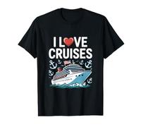 I Love Cruises Ancres de Bateau Voyage Aventure T-Shirt Graphique avec Valeur