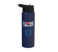 I Love Cybersecurity Passion Bouclier binaire Stainless Steel Insulated Water Bottle