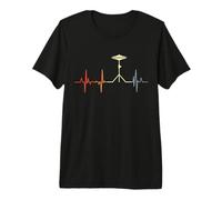 I Love Cymbals Heartbeat Cymbalist Pulse Line T-Shirt Haut de Gamme
