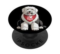 I Love Dad Old English Sheepdog Lover Dog Lover Dog Father's Day PopSockets PopGrip Adhésif