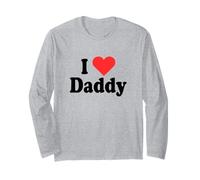 I Love Daddy Coeur pour la fête des Pères Père J'aime Papa Manche Longue