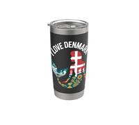 I Love Danemark Drapeau silhouette sirène Gobelet isotherme en acier inoxydable double paroi