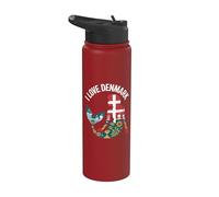 I Love Danemark Drapeau silhouette sirène Stainless Steel Insulated Water Bottle