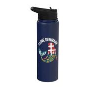 I Love Danemark Drapeau silhouette sirène Stainless Steel Insulated Water Bottle