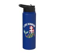 I Love Danemark Drapeau silhouette sirène Stainless Steel Insulated Water Bottle