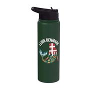 I Love Danemark Drapeau silhouette sirène Stainless Steel Insulated Water Bottle