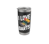 I Love Darts Enthusiast Target Hit Gobelet isotherme en acier inoxydable double paroi