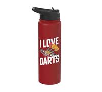 I Love Darts Enthusiast Target Hit Stainless Steel Insulated Water Bottle