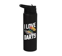 I Love Darts Enthusiast Target Hit Stainless Steel Insulated Water Bottle