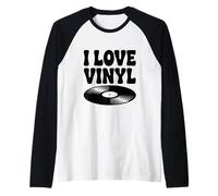 I Love Disque Vinyle rétro Manche Raglan