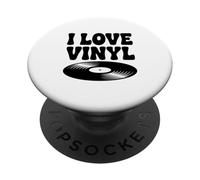 I Love Disque Vinyle rétro PopSockets PopGrip Adhésif
