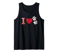 I Love Dogs Empreintes de pattes Rouge Cœur Débardeur