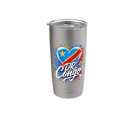 I Love DR Congo Drapeau Cœur Fierté congolaise Vacances Voyage Gobelet isotherme en acier inoxydable double paroi