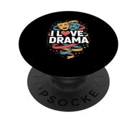 I Love Drama Theatre Masks | Thespian Actor Club PopSockets PopGrip Adhésif