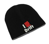 I Love Drift Japan Bonnet d'hiver unisexe brodé double couche, Noir , taille unique