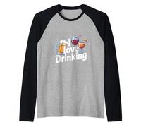 I Love Drinking Beer Wine Cocktail Humour Manche Raglan