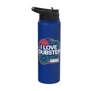 I Love Dubstep Music Clavier DJ vinyle Stainless Steel Insulated Water Bottle