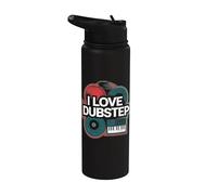 I Love Dubstep Music Clavier DJ vinyle Stainless Steel Insulated Water Bottle