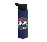 I Love Dubstep Music Clavier DJ vinyle Stainless Steel Insulated Water Bottle