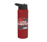 I Love Dubstep Music Clavier DJ vinyle Stainless Steel Insulated Water Bottle