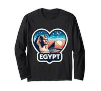 I Love Egypt Cœur Pyramides Sphynx Vintage Sunset Souvenir Manche Longue