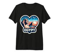 I Love Egypt Cœur Pyramides Sphynx Vintage Sunset Souvenir T-Shirt Haut de Gamme