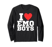I Love Emo Boys | y2k | Coeur Rouge | Amour | Emo | scène Manche Longue