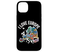 I Love Europe Carte des monuments européens Coque pour iPhone 14 Plus