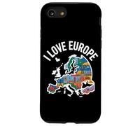 I Love Europe Carte des monuments européens Coque pour iPhone SE (2020) / 7 / 8