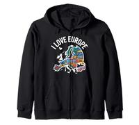I Love Europe Carte des monuments européens Sweat à Capuche