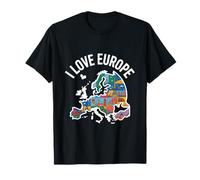 I Love Europe Carte des monuments européens T-Shirt