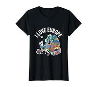 I Love Europe Carte des Monuments européens T-Shirt Graphique avec Valeur