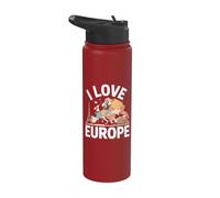 I Love Europe Carte Tour Eiffel Colisée Stainless Steel Insulated Water Bottle