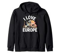 I Love Europe Carte Tour Eiffel Colisée Sweat à Capuche