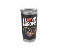 I Love Europe Iconic Landmarks Cœur Gobelet isotherme en acier inoxydable double paroi