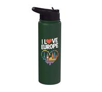 I Love Europe Iconic Landmarks Cœur Stainless Steel Insulated Water Bottle