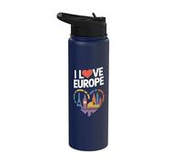 I Love Europe Iconic Landmarks Cœur Stainless Steel Insulated Water Bottle