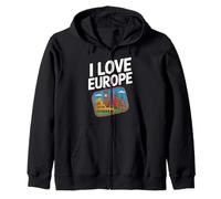 I Love Europe Landmark Adventure Travel Sweat à Capuche