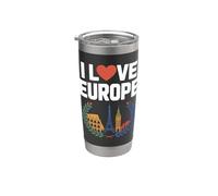 I Love Europe Landmarks Eiffel Colisée Big Ben Gobelet isotherme en acier inoxydable double paroi