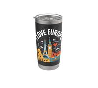 I Love Europe Tour Eiffel Big Ben Colisée Gobelet isotherme en acier inoxydable double paroi