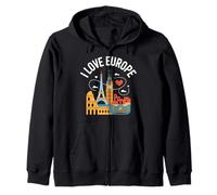 I Love Europe Tour Eiffel Big Ben Colisée Sweat à Capuche
