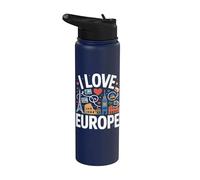 I Love Europe Tour Eiffel Colisée Big Ben Souvenirs Stainless Steel Insulated Water Bottle