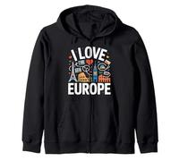 I Love Europe Tour Eiffel Colisée Big Ben Souvenirs Sweat à Capuche